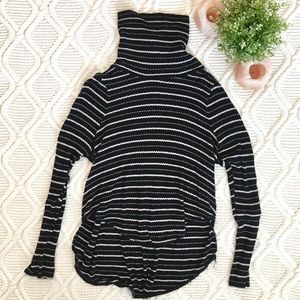Free People Stripe High Low Turtleneck Sweater